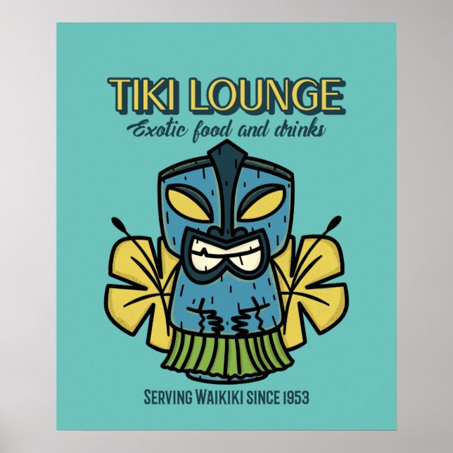 Impresión retro Waikiki Tiki Lounge en Brown (Frente)