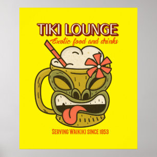 Impresión retro Waikiki Tiki Lounge en Brown