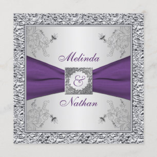 IMPRESIÓN RIBBON Invitación a la boda de plata mor