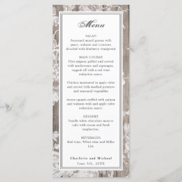 Impresión romántica de flores en el menú boda de m