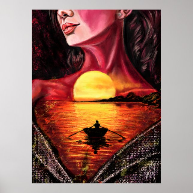 Impresión romántica de Poster de Chica de atardece (Frente)