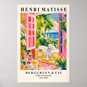 Impresión rosa de Matisse, arte de oso polar en ba