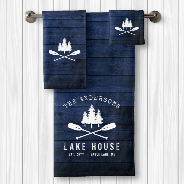 Impresión Rustic Lake House Boat Oars Trees Blue W (Subido por el creador)