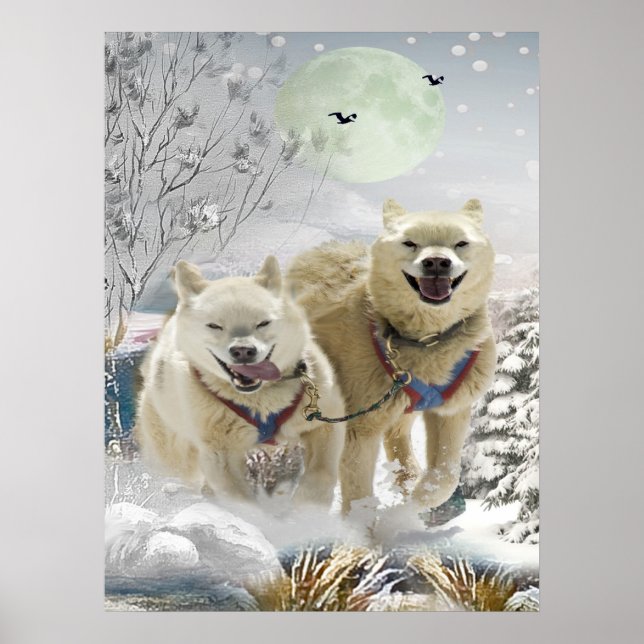 Impresión siberiana Husky Winter Scene (Frente)