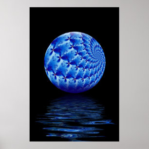 Impresión suspendida azul del fractal de la esfera