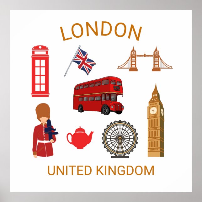 Impresión temática de viajes de monumentos de Lond (Frente)