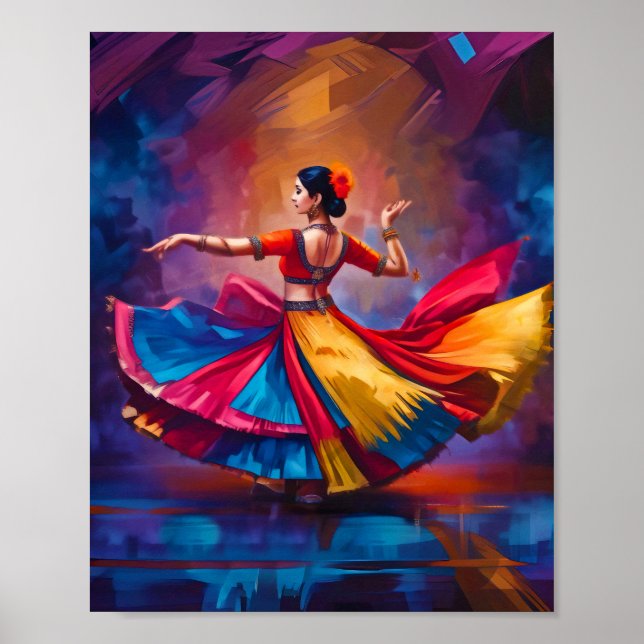 Impresión tradicional de bailarines, papel Poster  (Frente)