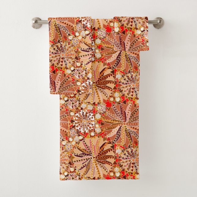 Impresión tribal de manala, marrón, beige y rojo (In situ)