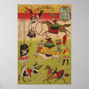 Impresión Triptych Muestra Circo En Yasukuni Jinja