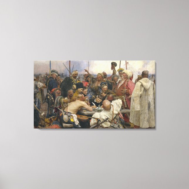 Impresión ucraniana de lienzo Kozaky por repin (Anverso)