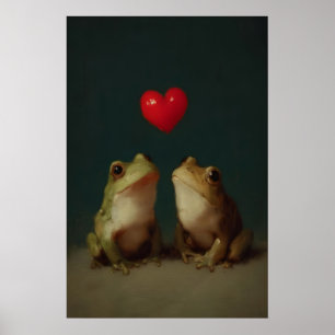 Impresión vintage de San Valentín de rana, arte de