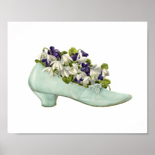 Impresión Vintage De Zapatos Llenados De Flores Si
