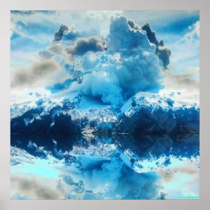 Impresión viva de la reflexión del volcán 24x24