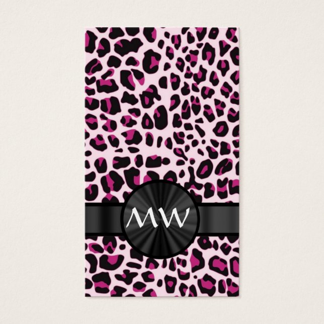 Impresión y monograma de leopardo rosa (Frente)