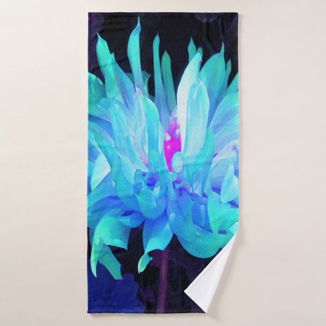Impresionante Aqua Cactus Azul y Verde Dahlia (Toalla de baño)