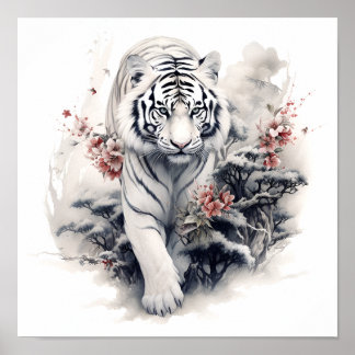 Impresionante arte al estilo japonés con tigre bla