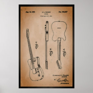 Impresionante arte de patente de guitarra eléctric