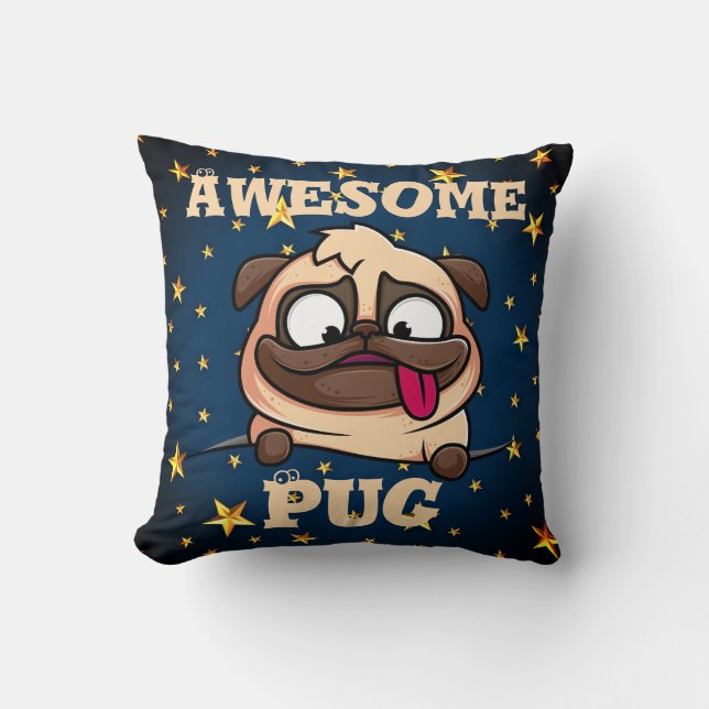 Impresionante Cojín decorativo Pug (Anverso)
