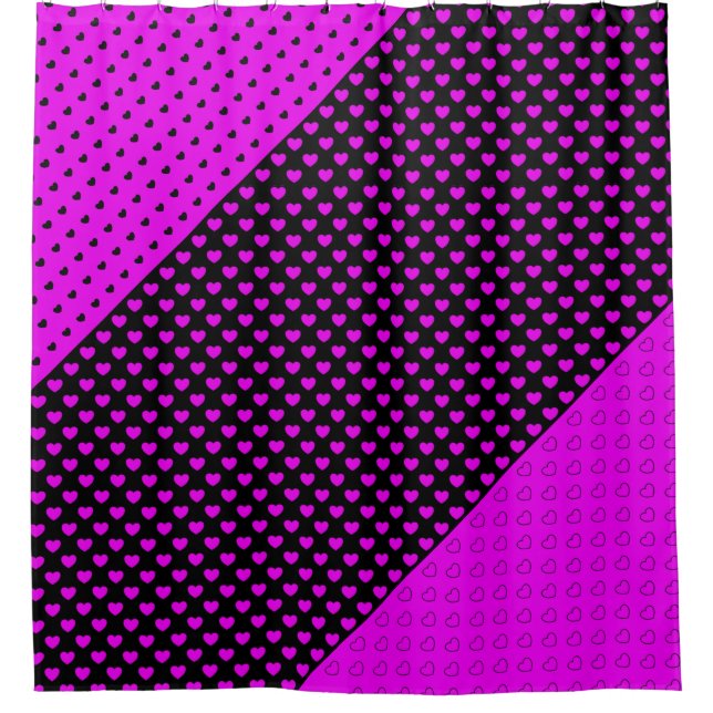 Impresionante Cortina De Ducha Negra Y Rosa Con Co (Anverso)