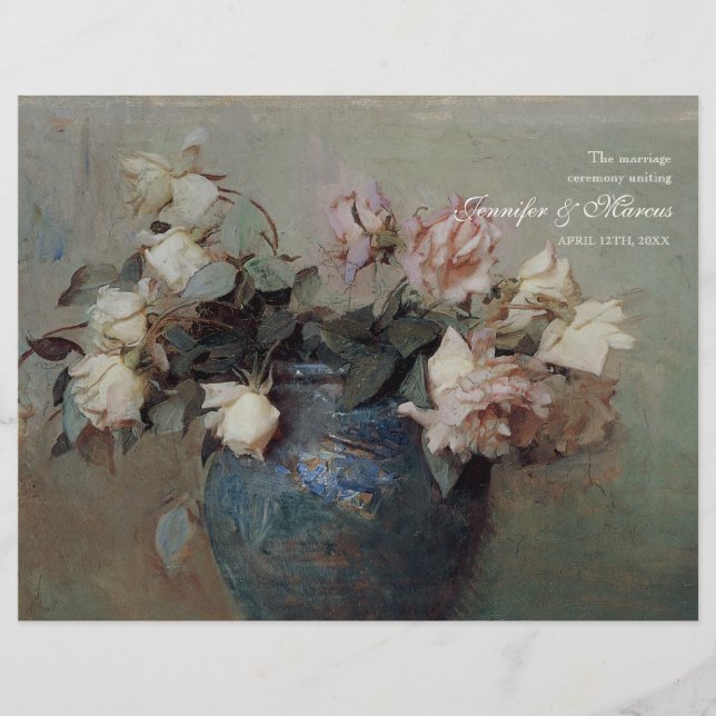 Impresionante crema rosa rosa - Programa de bodas (Anverso)