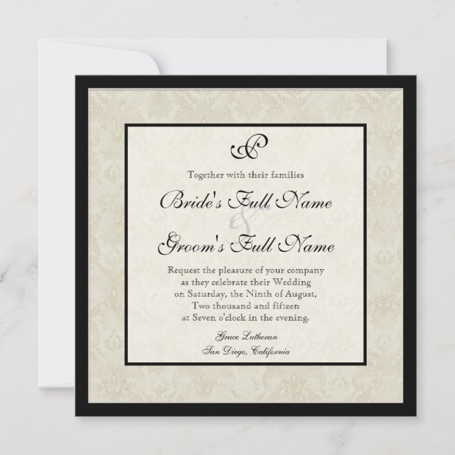 Impresionante crema rosada - Invitación a boda (Anverso)