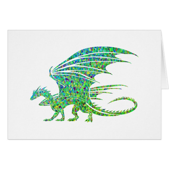Impresionante dragón verde mosaico en blanco dentr (Anverso (Horizontal))