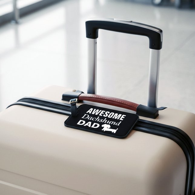 Impresionante etiqueta de bolsa de equipaje del Dí (Awesome dachshund dad luggage tag)