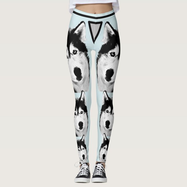 Impresionante hielo azul Siberian Husky Leggings (Anverso)
