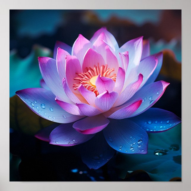 Impresionante impresión de flores de Lotus en colo (Frente)