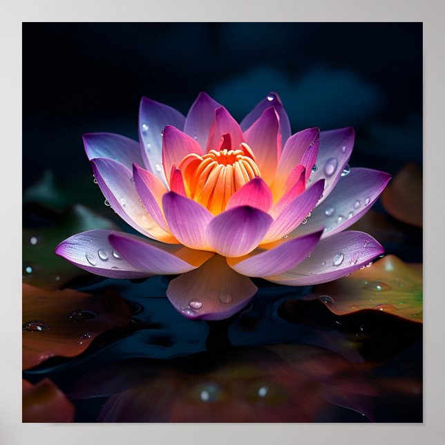 Impresionante impresión de flores de Lotus en colo (Frente)