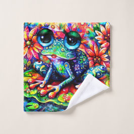 Impresionante Impresionista sapo Floral Verde Azul