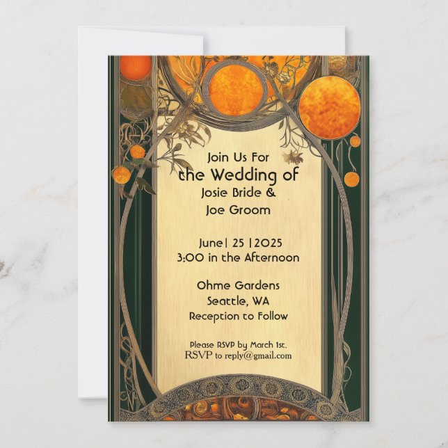 Impresionante invitación a boda de Art Nouveau (Anverso)
