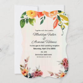Impresionante invitación a casar acuarela floral