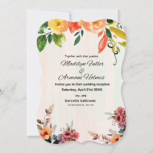 Impresionante invitación a casar acuarela floral
