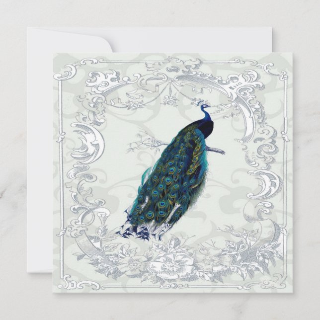 Impresionante invitación a la boda de Peacock (Anverso)