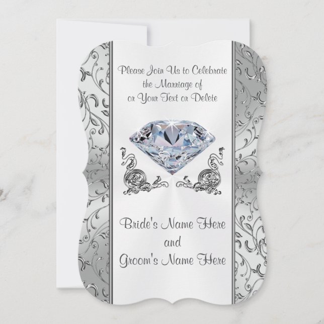 Impresionante invitación a matrimonio de diamantes (Anverso)