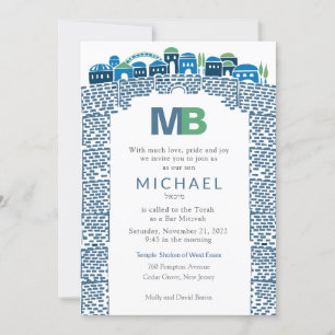 Impresionante invitación a Mitzvah de Jerusalén, u