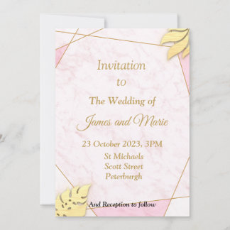 Impresionante invitación de boda, mármol rosa