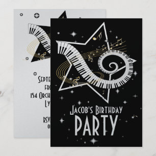 Impresionante invitación de notas musicales en neg