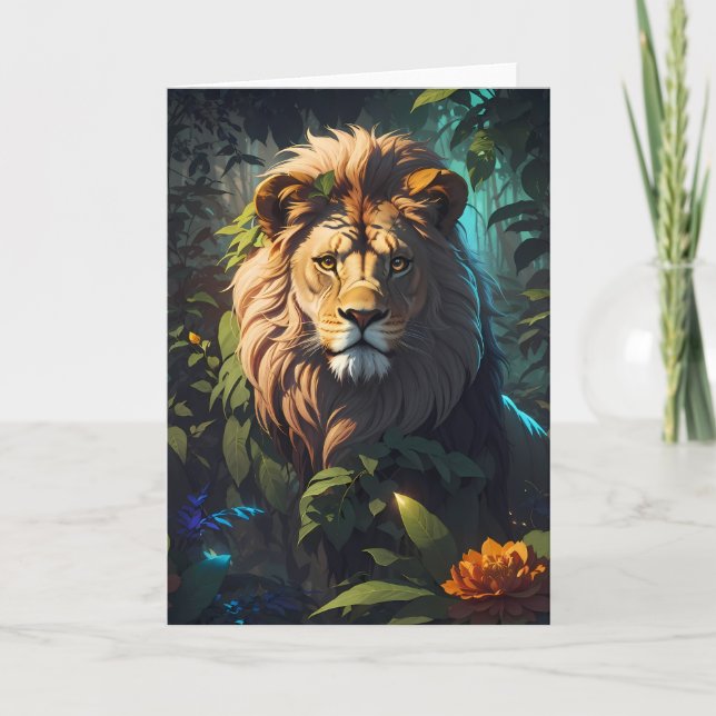 Impresionante león en la jungla | Tarjeta (Anverso)