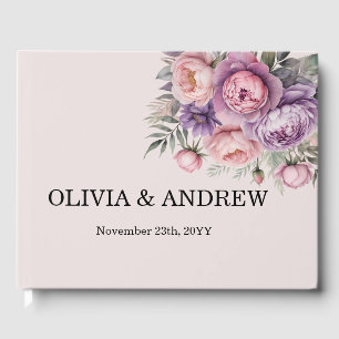 Impresionante libro de invitados con temas florale