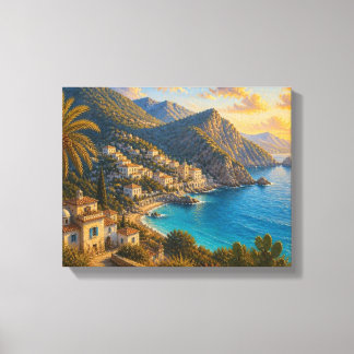 Impresionante lienzo de paisaje azul mediterráneo