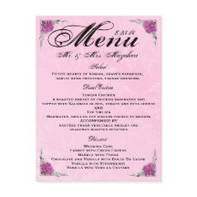 Impresionante menú Rosa Boda Cena Gracias