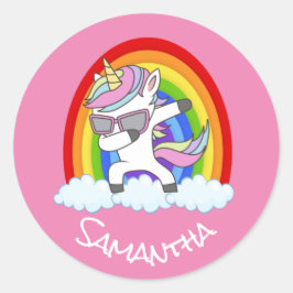 impresionante Pegatina de redondeo clásico rosa de