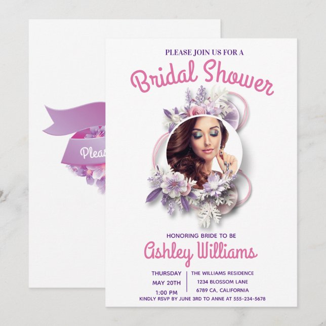 Impresionante plantilla de foto de morado morado c (Anverso / Reverso)