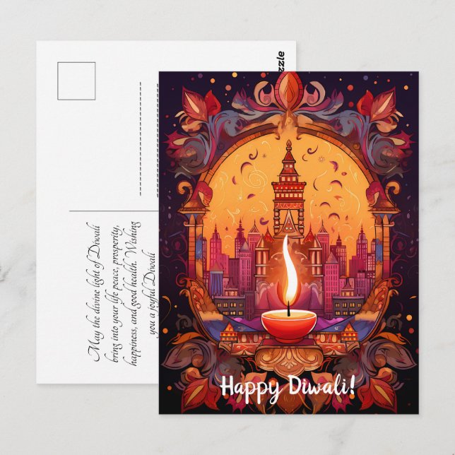 Impresionante postal de Diwali (Anverso / Reverso)