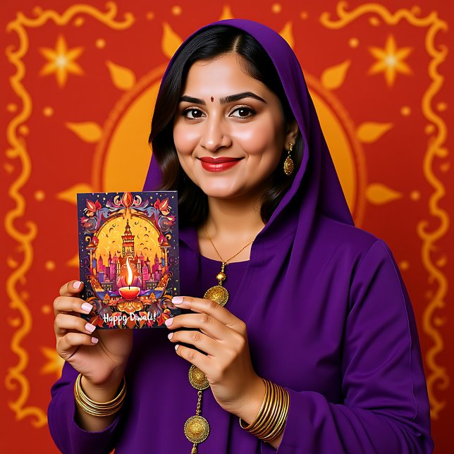 Impresionante postal de Diwali (Stunning Diwali postcard, customizable front and back)