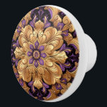Impresionante púrpura y dorado pomo de cerámica fl<br><div class="desc">Impresionante púrpura y dorado pomo de cerámica floral</div>