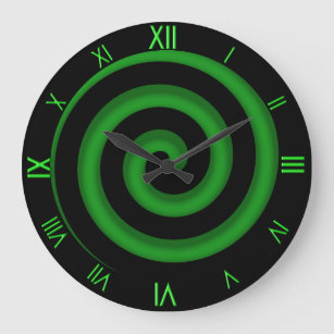 Impresionante reloj de pared de espiral verde y ne