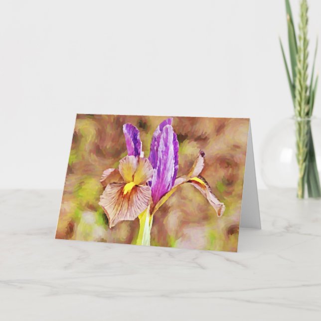 Impresionante Tarjeta De Nota De Arte Iris Flower  (Anverso)